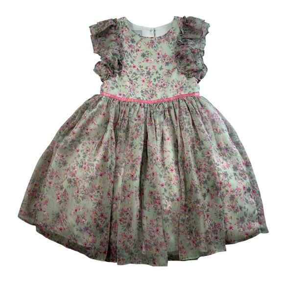 Pippa & Julie Girls 6X Dress Floral Print Ruffles Chiffon Lined Princess Cottage - Picture 1 of 11